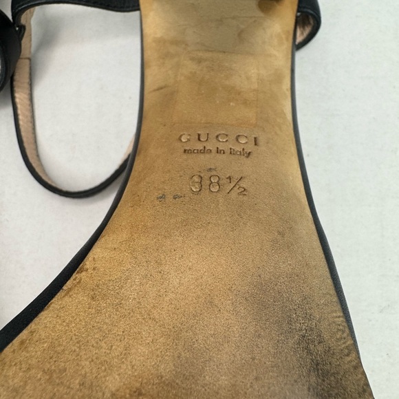 Gucci Black and Gold Heeled Sandals with Ankle Strap - Picture 8 of 8
